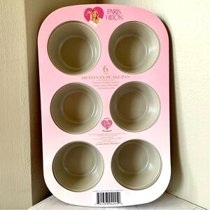 Paris Hilton Bakeware Muffin Cupcake Pan 6 Count Pink Nonstick Premium